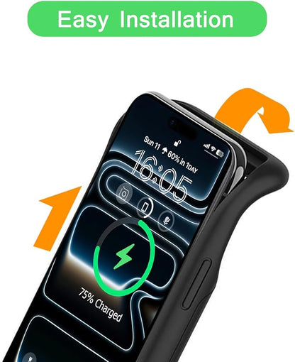 Wireless Charging Case for iPhone 17 Pro,10000mAh High Capacity Portable Rechargeable Extended Battery Case Qi Wireless Charging with iPhone 17 Pro (6.3 inch) Extended Battery Charger Case (Black)