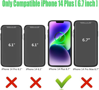 Wireless Charging Case for iPhone 14 Plus, 12000mAh High Capacity Portable Rechargeable Battery Case Wireless Charging Compatible with iPhone 14 Plus (6.7 inch) Extended Battery Charger Case (Black)