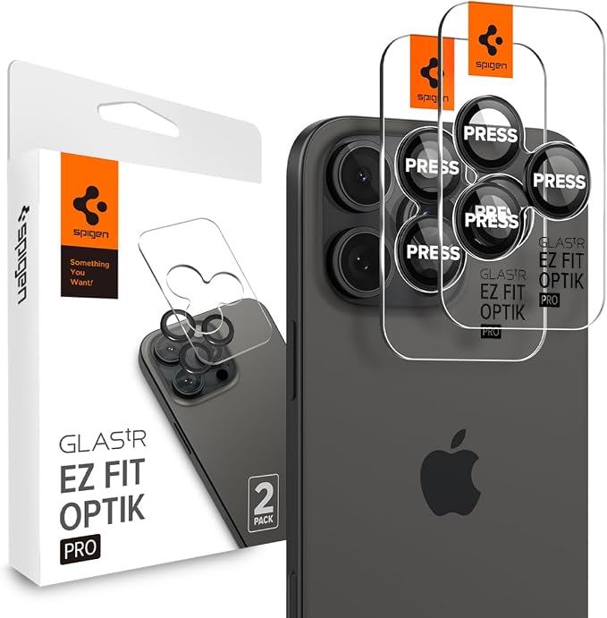 Spigen Camera Lens Screen Protector [GlasTR EZ Fit Optik Pro] Designed for iPhone 14 Pro Max/iPhone 14 Pro [Case Friendly] - Black [2 Pack]