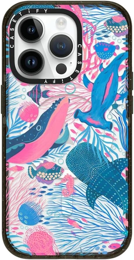 CASETiFY Impact iPhone 14 Pro Case [4X Military Grade Drop Tested / 8.2ft Drop Protection/Compatible with Magsafe] - Under The Sea - Clear Black