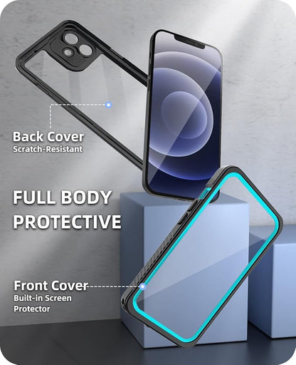 WIFORT for iPhone 12 Waterproof Case - [Certified Water Proof & Military Protection] with [Built-in Screen Protector], Full Body Shockproof Phone Case Cover for iPhone 12 6.1" - Teal
