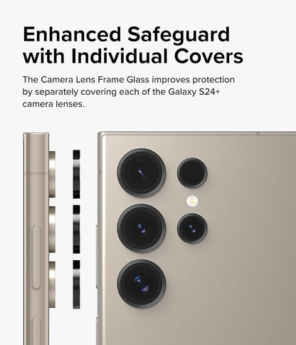 Ringke Camera Lens Frame Glass Compatible with Samsung Galaxy S24 Ultra Camera Lens Protector 5G, Glass Covers and Aluminum Alloy Frames - Black