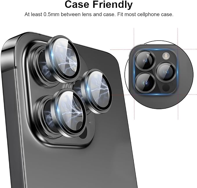 for iPhone 16 Pro/iPhone 16 Pro Max Camera Lens Protector Anti-Scratch Lens Cover, 9H+ Tempered Glass Camera Screen Protector, HD View w/Night Shoot, Shatterproof, Natural Titanium