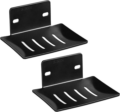 Wall Mounted Soap Dish, Bath Soap Dish for Shower, 304 Stainless Steel Wall Mounted Bar Soap Holder for Bathroom Kitchen-Black 2pc