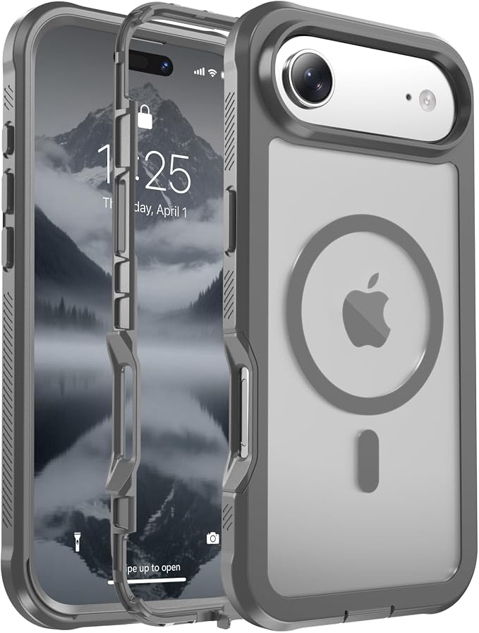 jaroco Magnetic for iPhone Air Case, [Compatible with MagSafe][Military Grade Drop Protection][Heavy Duty Protection][Non-Slip][Shockproof] 2-Layer Durable Bumper Phone Case 6.5''-Gray