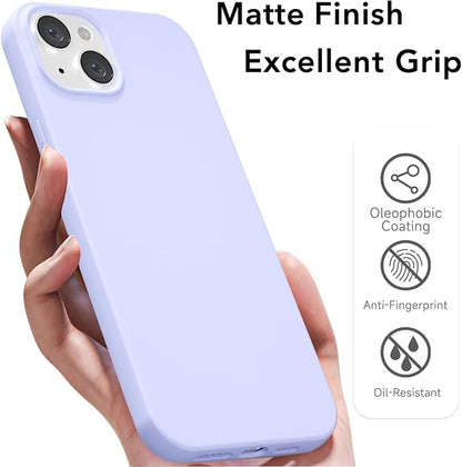 for iPhone 15 Case Silicone Compatible with Magsafe Case, Ultra Slim Thin Magnetic Phone Cases Mag Safe, Cute Soft Rubber Gel TPU Matte Plain Wireless Charging Cover for Women, Purple Lavender