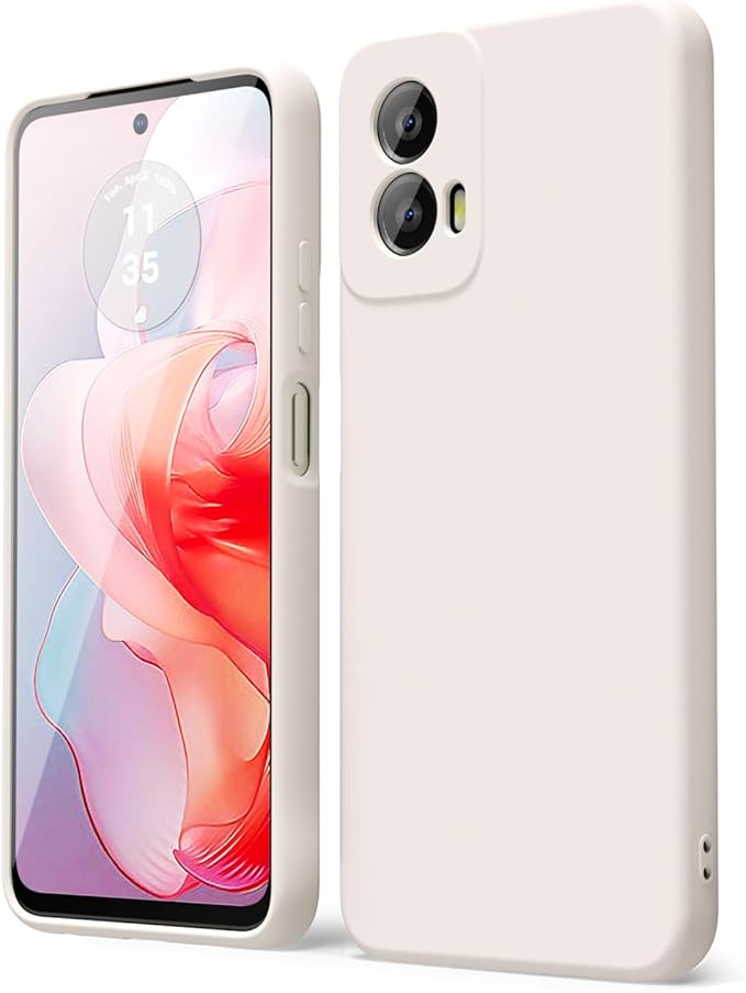oakxco for Motorola Moto G Power 5G 2024 Phone Case Liquid Silicone, Thin Slim Soft Rubber Gel TPU Plain Simple Cover for Women Girl Cute, Matte Solid Color, Beige Stone Cream