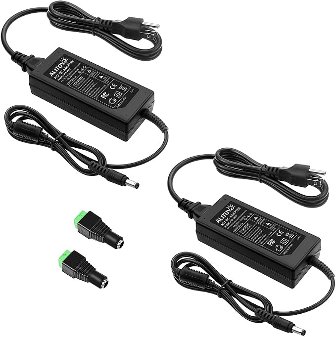 ALITOVE 24V 3A Power Supply 72W AC Adapter 100-240v 50-60hz to 24 Volt DC Converter 3amp Transformer with 5.5x2.1mm DC Output Jack for LED Light 3D Printer CCTV Camera System,2-Pack