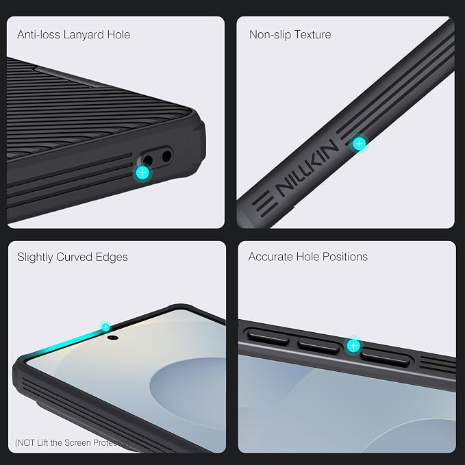 Nillkin for Samsung Galaxy S25 Plus Magnetic Case with Camera Cover, [Magnet Accessories] Mil-Grade Shockproof Protective Bumper Hard Cover Slim Phone Case for Galaxy S25 Plus Cases 6.7'' Black