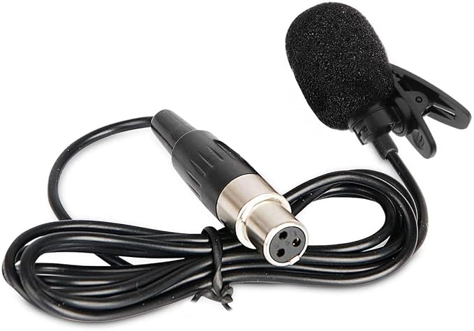 Lavalier Lapel Microphone with Mini XLR Jack, Hand-Free Clip-on Lapel Mic Compatible with Wireless Mic System UHF bodypacks Voice Amplifier