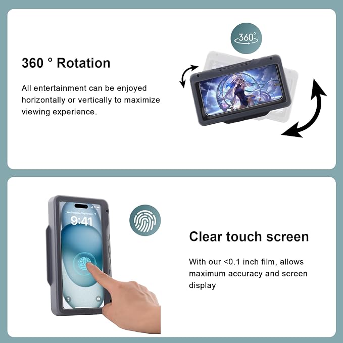 Shower Phone Holder Waterproof, 360° Rotatable Adjustable, Phone Case for Shower, Universal Cover Mount Stand for Bathroom Wall Mirror Bathtub Kitchen, Anti Fog Case, Bathroom Accessories