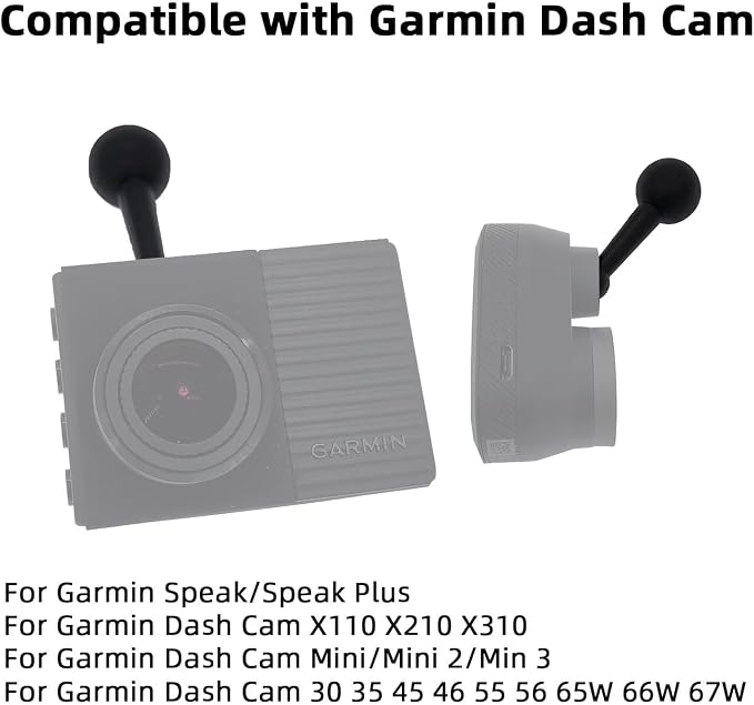 Suction Cup Mount for Garmin Dash Cam Mini/Mini 2/Min 3 30 35 45 46 55 56 65W 66W 67W X110 X210 X310/Speak Plus & Nuvi GPS - 4 Ball Head