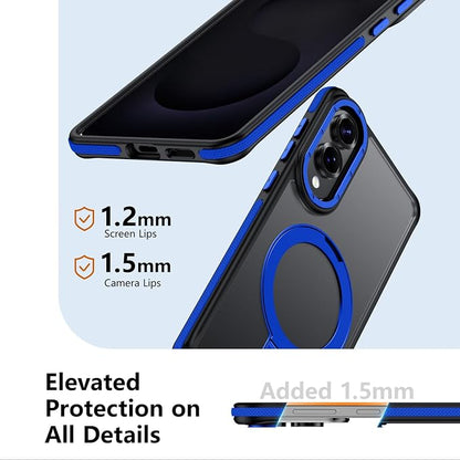 for Samsung Galaxy S25 Edge Case, Magnetic Adjustable Ring Stand [Fit for Magsafe], [Military-Grade Shockproof Protection] Phone Case with Kickstand&Ring Holder (Blue)