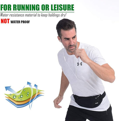 USHAKE Running Belt,Men or Women Ultra Light Bounce Free Waist Pouch Bag Fitness Workout Belt Sport Waist Pack Exercise Waist Bag for iPhone Samsung LG in Running Gym Marathon (BLACK)