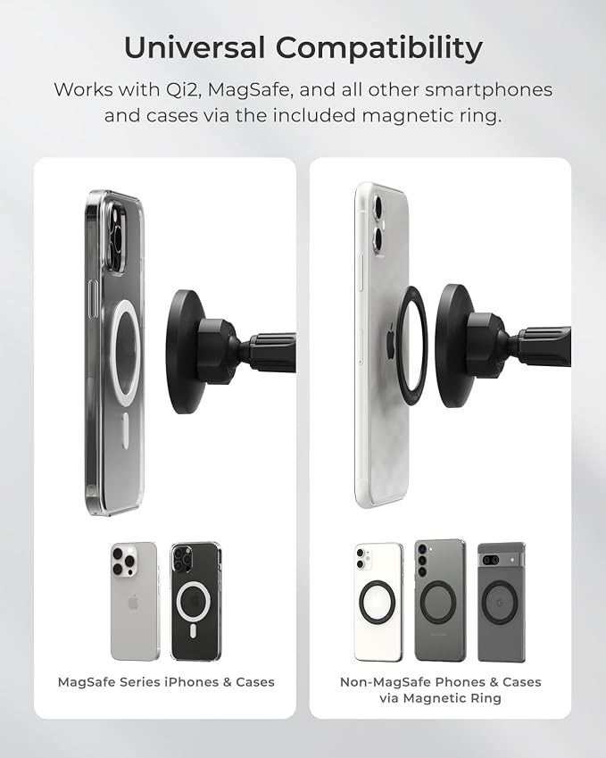 iOttie iTap 3 Magnetic Air Vent Car Mount Phone Holder with Magnetic Ring Adapter. Compatible with iPhone, Samsung Galaxy, Google Pixel, Huawei, LG, and All Qi Compatible Smartphones