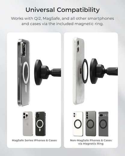 iOttie iTap 3 Magnetic Air Vent Car Mount Phone Holder with Magnetic Ring Adapter. Compatible with iPhone, Samsung Galaxy, Google Pixel, Huawei, LG, and All Qi Compatible Smartphones