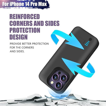 Battery Case for iPhone 14 Pro Max, 6000mAh Rechargeable Extended Battery Charging/Charger Case, Add 100% Extra Juice (6.7 Inches) Black