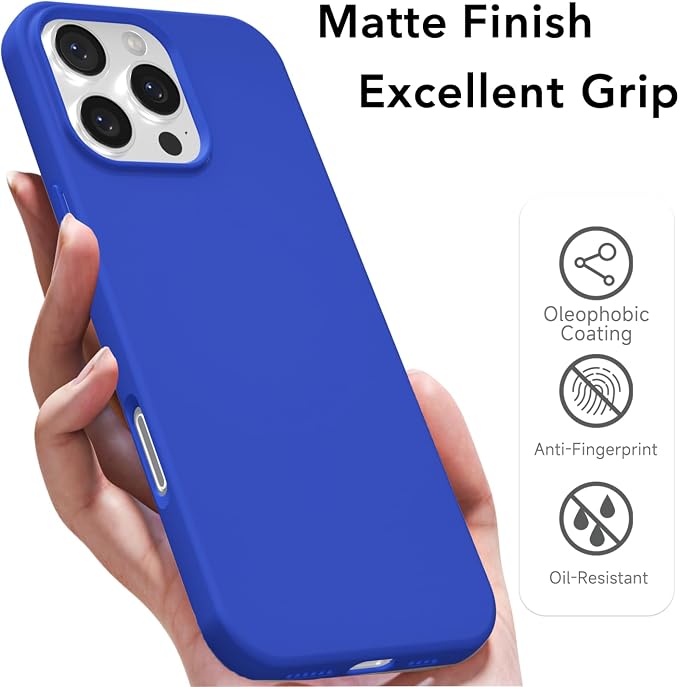 for iPhone 16 Pro Case Silicone Compatible with Magsafe Case, Ultra Slim Thin Magnetic Phone Cases Mag Safe, Cute Soft Rubber Gel TPU Matte Plain Wireless Charging Cover for Women, Royal Blue