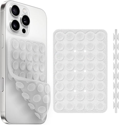 Silicone Suction Cup Phone Case Mount Double Sided, Phone Accessories Hands-Free Strong Grip Holder for Selfies and Videos (Translucent Glitter)