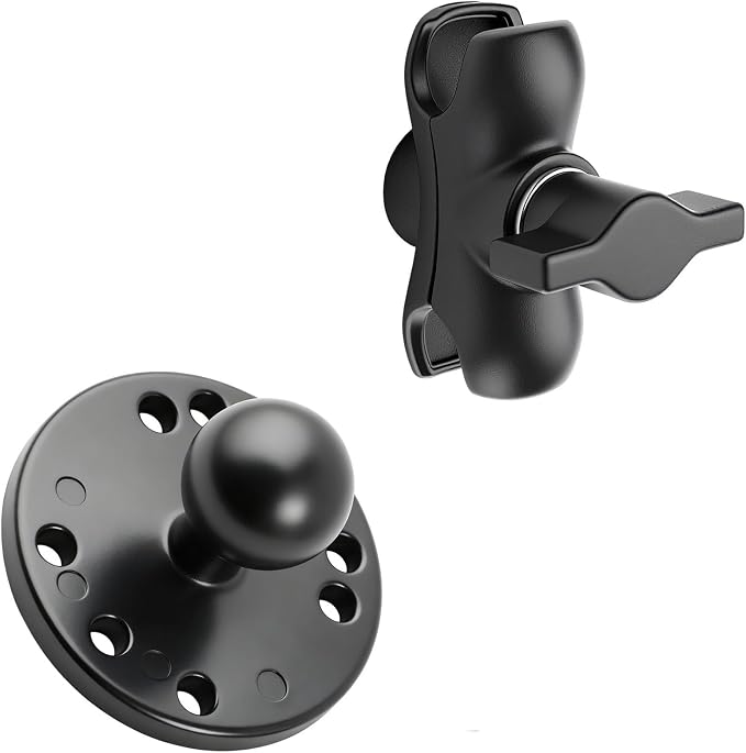 1" Ball Double Socket Arm with AMPS Ball Mount Base, Aluminum Alloy Universal Electronic Device Mount Ball (Circle Base)