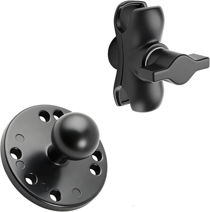 1" Ball Double Socket Arm with AMPS Ball Mount Base, Aluminum Alloy Universal Electronic Device Mount Ball (Circle Base)