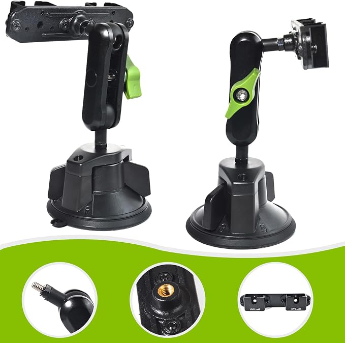 HYS Heavy Duty Radio&Remote Speaker Mic Suction Cup Mount for Radio W/Round Knob&Belt Clip - 3.54in Suction Mount, Quick Install Car Boat Windshield Window Mount for SDS100 BCD436HP XPR7550 APX6000