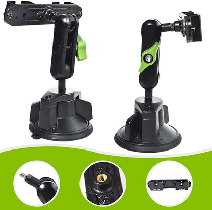 HYS Heavy Duty Radio&Remote Speaker Mic Suction Cup Mount for Radio W/Round Knob&Belt Clip - 3.54in Suction Mount, Quick Install Car Boat Windshield Window Mount for SDS100 BCD436HP XPR7550 APX6000