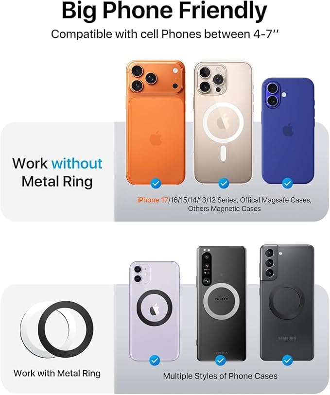 andobil for Magsafe Car Mount [Strongest Magnet, Easy Install] All Metal Magnetic Car Phone Holder for iPhone 17/16/15/14/13 Pro Max, 360° Air Vent Cell Phone Holder Car for Samsung Galaxy S26/S25/S24