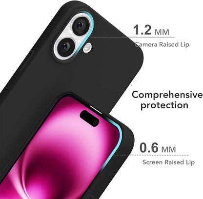 for iPhone 16 Plus Case Silicone Compatible with Magsafe Case, Ultra Slim Thin Magnetic Phone Cases Mag Safe, Cute Soft Rubber Gel TPU Matte Plain Wireless Charging Cover for Women, Black