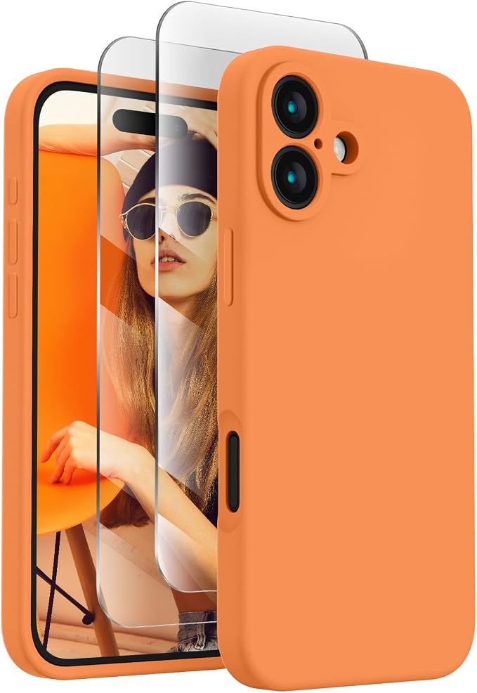 FireNova Designed for iPhone 16 Case, Silicone Upgraded [Camera Protection] Phone Case, Soft Anti-Scratch Microfiber Lining Inside, 6.1 inch, Kumquat