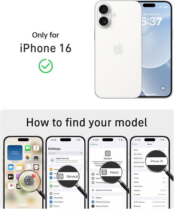 Waterproof Phone Case for iPhone 16, [Compatible with Magsafe] [IP68 Underwater] [Built-in Screen Protector & Glass Camera Protector] Full Body Shockproof Cover with Lanyard Black/Clear