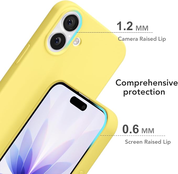 for iPhone 17 Case Silicone Compatible with Magsafe Case, Ultra Slim Thin Magnetic Phone Cases Mag Safe, Cute Soft Rubber Gel TPU Matte Plain Wireless Charging Cover for Women, Yellow