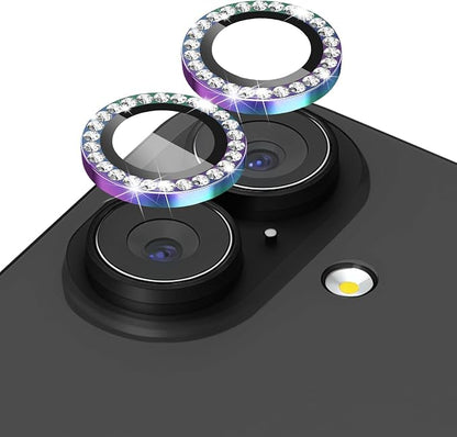 ShinKin Camera Lens Protector for iPhone 17, Glitter Camera Cover, 9H Tempered Glass Individual Metal Ring Camera Protector for iPhone 17 (Diamond -Colorful)