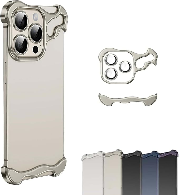 Alloy Armor Bumper Case for iPhone, Minimalist Unique Titanium Alloyarmor Premium Frameless Case, for iPhone 16/15/14/13/12 Promax (12,Gray)