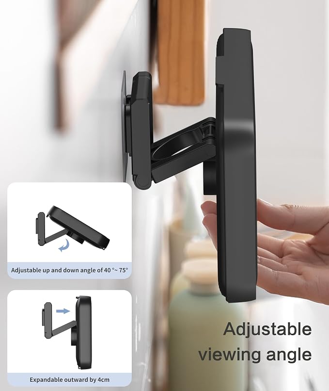 Waterproof Shower Phone Holder with 480° Rotation and Angle Adjustable, Enhanced Sound Quality, Fits Phones up to 7 Inches（Black）