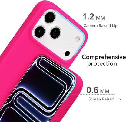 for iPhone 17 Pro Case Silicone Compatible with Magsafe Case, Ultra Slim Thin Magnetic Phone Cases Mag Safe, Cute Soft Rubber Gel TPU Matte Plain Wireless Charging Cover for Women, Hot Pink