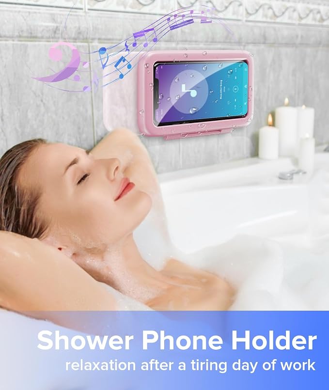 LC-dolida Shower Phone Holder Waterproof 480 Rotation Phone Stand Case Mount Compatible with iPhone 17 16 15 14 13 12 11 Plus Pro Max XS XR up to 6.8" Cell Phone