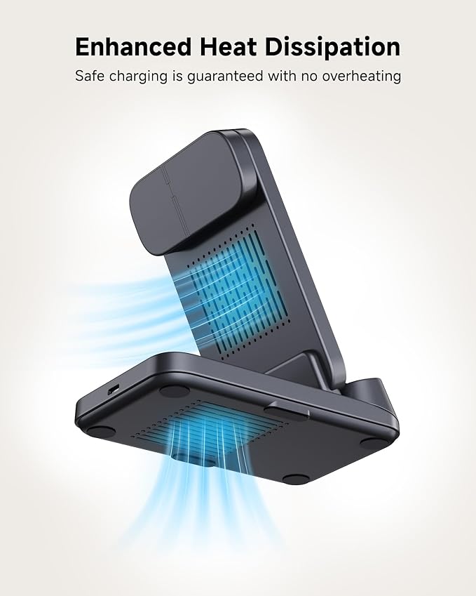 SwanScout 708S 3-in-1 Wireless Charging Station for Samsung S25 Ultra/S25/S24/S23/S22/Z Flip7, Foldable Wireless Charger for Galaxy Watch 8 Classic/8/Ultra/7/FE/6/5 (No Adapter)