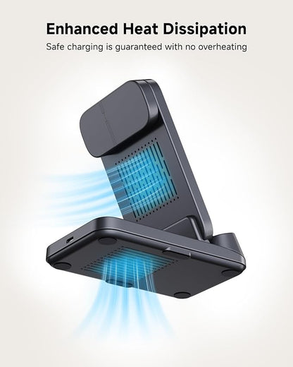 SwanScout 708S 3-in-1 Wireless Charging Station for Samsung S25 Ultra/S25/S24/S23/S22/Z Flip7, Foldable Wireless Charger for Galaxy Watch 8 Classic/8/Ultra/7/FE/6/5 (No Adapter)