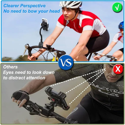 Phone Holder Spin Bike Mount, Goosencek Handlebar Clamp Holder Fit Peloton, Treadmill, Wheelchair, Indoor Exercise Bicycle, Mic Stand, Scooter, Stroller - Fit iPhone 15 Pro 14 13 & All 4-7" Cell Phone