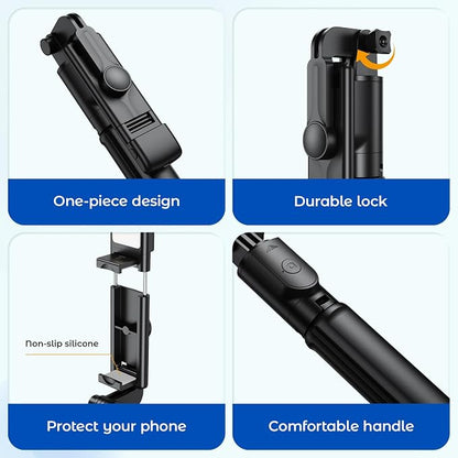 Selfie Stick Tripod with Light, Retractable Selfie Stick Tripod with Wireless Remote Control, for Photograph, Live Streaming, Video Recording, Compatible with 4-7'' Smartphone