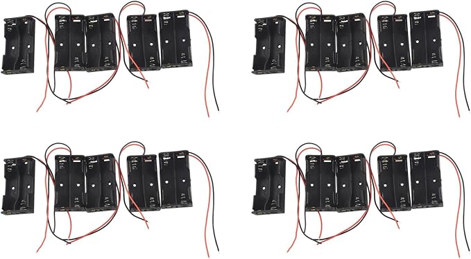 20 Pcs 2 X 1.5V AA Battery Holder Case Box Black W Wire Leads