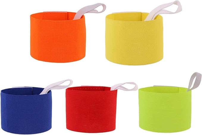 Red Adult Squad Armbands Elastic Non-Slip Adjustable Arm Band Neon Colored Adhesive Armband for Soccer Football Training Team Sports Supplies Protective Armbands