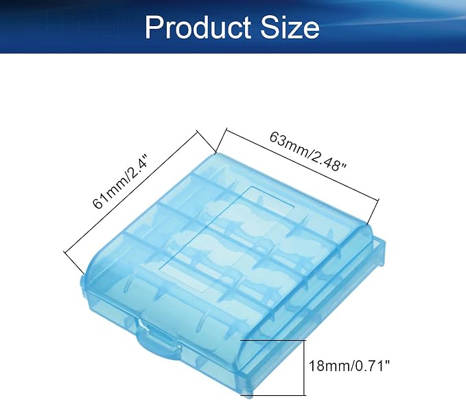 Heyiarbeit 4Pcs AA/AAA Battery Storage Case Organizer Box Holder Blue