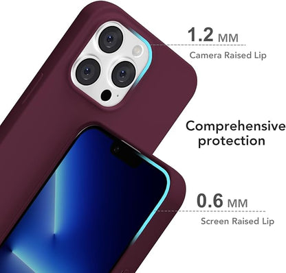 for iPhone 13 Pro Max Case Silicone Compatible with Magsafe Case, Ultra Slim Thin Magnetic Phone Cases Mag Safe, Cute Soft Rubber Gel Matte Wireless Charging Cover for Women, Burgundy Maroon