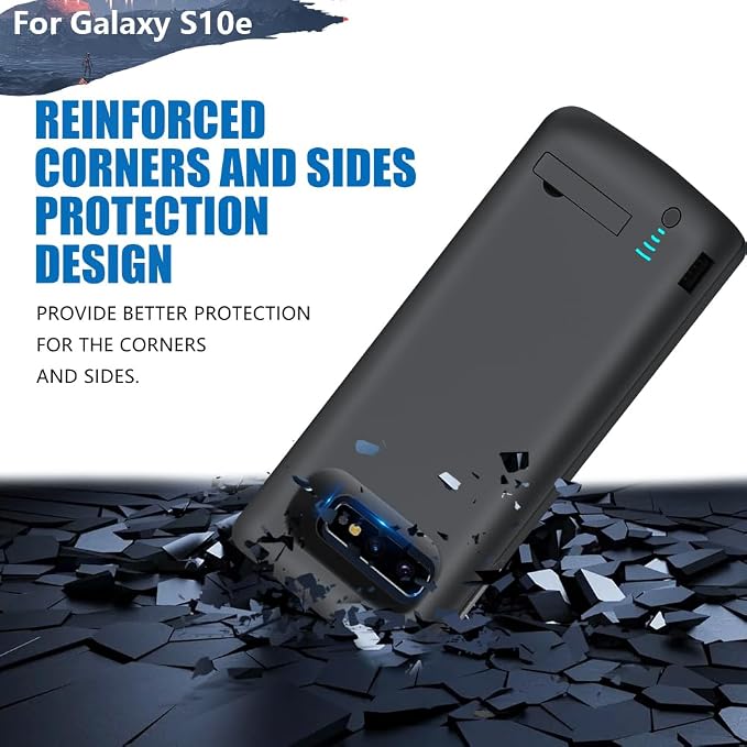 [Upgraded Battery Case for Samsung Galaxy S10e, 5000mAh Rechargeable Extended Battery Charging Charger Case, Add 1.2X Extra Juice (5.8 inch for Galaxy S10e) Black