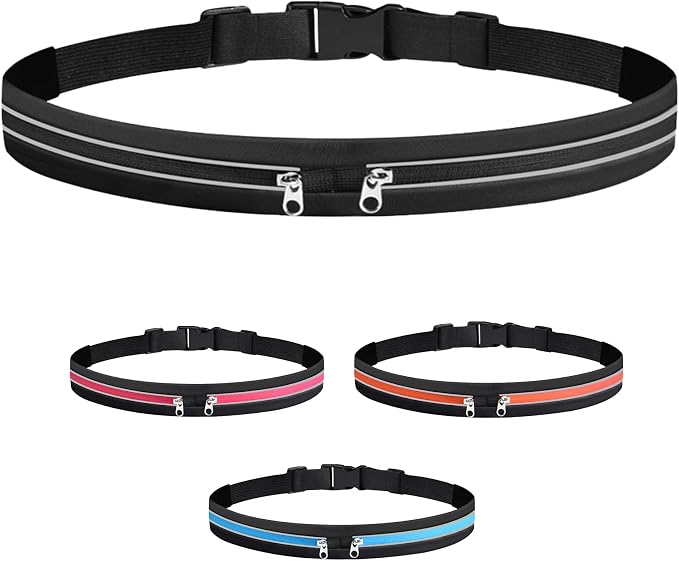 JUMAHE Slim Running Belts for Women Men - Running Phone Holder Fanny Pack for Key, Accessories Fits ALL Cell Phones, Black