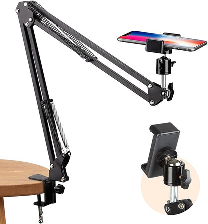 TARION Overhead Video Arm Articulating Flexible Cell Phone Holder for Desk Table Phone Stand Holder for Overhead Video Filming Livestream Flat Photography Videography