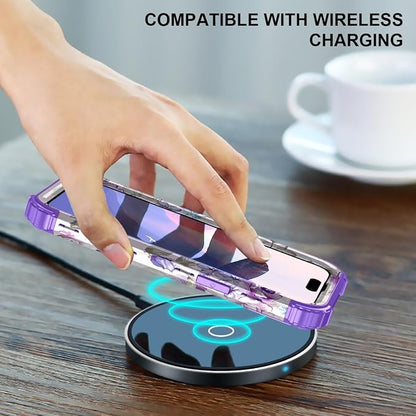 Hocase for iPhone 15 Case, Heavy Duty Shockproof Protection Soft Silicone Rubber Bumper+Hard Plastic Hybrid Protective Case for iPhone 15 (6.1" Display) 2023 - Lavender Flowers