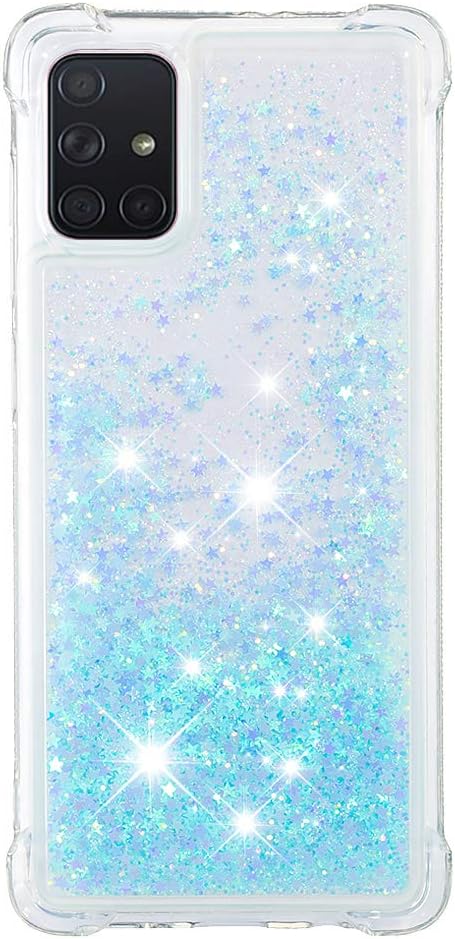 Bling Protective Case für Galaxy A71 Women, Slim Floating Liquid Phone Cover Silicone Bumper Case Transparent Shockproof Cover TPU Case Yellowing-Resistant Cases Compatible with Samsung Galaxy A71